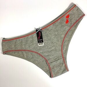 Vision Intimate Bling Red and Gray Hearts Panties Underwear - Size XL
